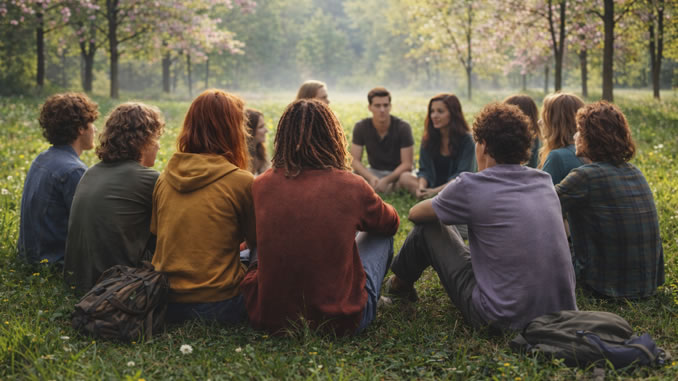 Gruppe Jugendlicher im Wald