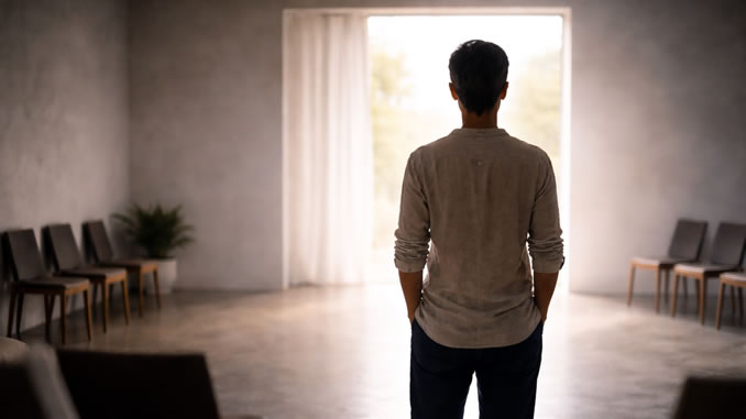 Mensch in leerem Raum