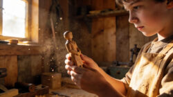 Pinocchio Bedeutung Kind mit Holzpuppe in der Hand