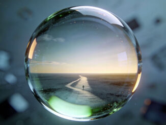 Mensch in Kugel auf langem Weg