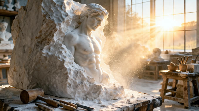 Morgensonne im Atelier des Bildhauers