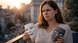 Spirituelles Erwachen - Wenn Menschen innerlich aufwachen Frau mit Masken