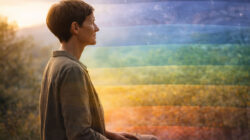 Nachdenkliche Momentaufnahme mit leuchtenden Schichten