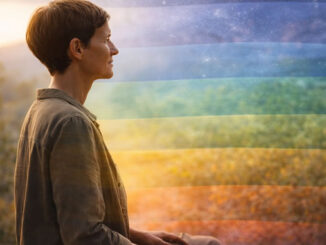 Nachdenkliche Momentaufnahme mit leuchtenden Schichten