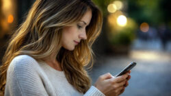 Warum moderne Frauen ihr Horoskop heute anders lesen als früher Junge Frau mit Smartphone im Abendlicht
