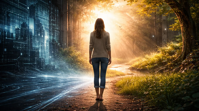 Grenze zwischen Technologie und Natur