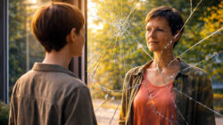 Authentische Spiritualität Zerbrochener Spiegel im goldenen Licht