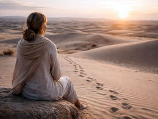 Frau im Abendlicht der Wüste