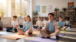 Gewaltfreie Konfliktlösung Kinder meditieren im Klassenzimmer