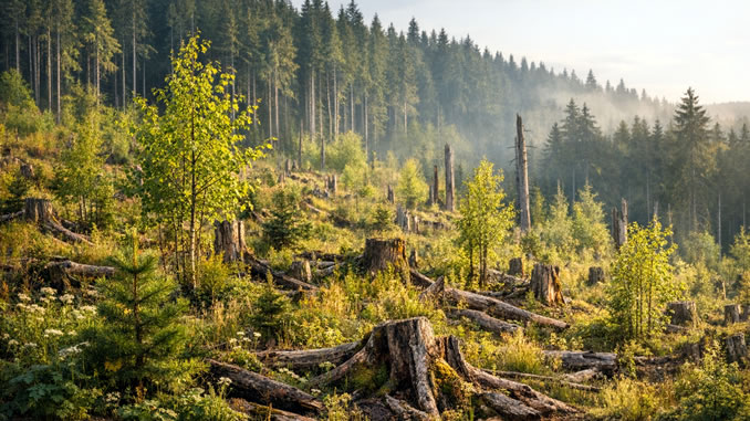 frischer, junger und alter Wald