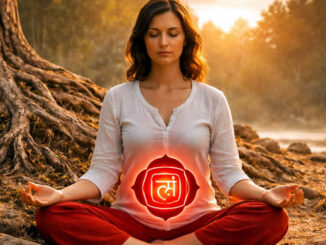 Wurzelchakra Bedeutung - Meditation am Baum im Abendlicht