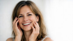 Selbstfürsorge nach 50 Frau mit sympathischen breiten Lächeln