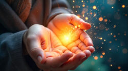 Begeisterung Lichtfunken in der Hand