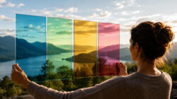 Spiritualität für Anfänger Bunte Glasscheiben am Bergsee
