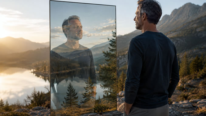 Nachdenklicher Blick in der Natur im goldenen Licht
