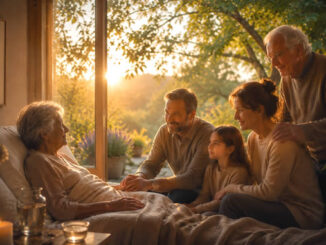Ein Moment der Fürsorge und Nähe in Kreis der Familie