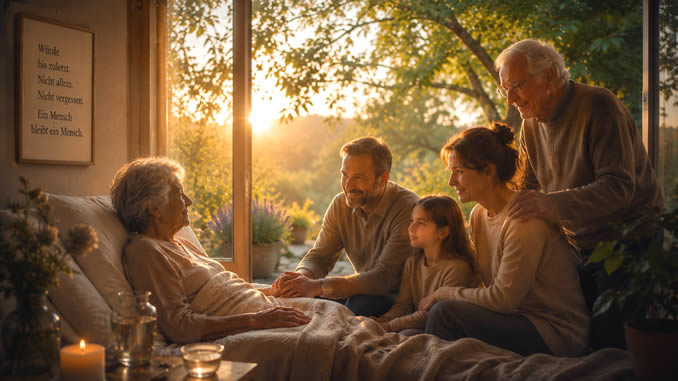 Ein Moment der Fürsorge und Nähe in Kreis der Familie