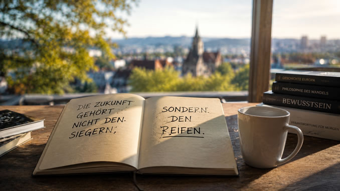 nachdenklicher Arbeitsplatz mit Literatur