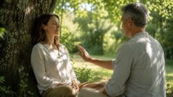 Pranotherapie nach Damanhur Meditative Begegnung unter dem Baum