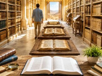 Historische Bibliothek im goldenen Morgenlicht