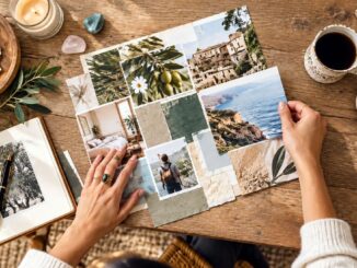 Frau mit einem Vision Board