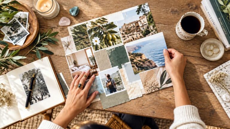 Frau mit einem Vision Board