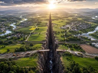 Geteilte Landschaft im Morgenlicht