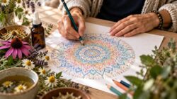 Mandala Bedeutung - eine Frau malt ein Mandala