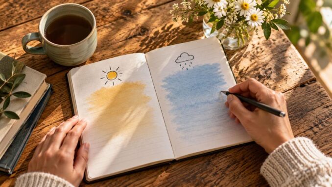 Gemütliches Wettertagebuch im Morgenlicht