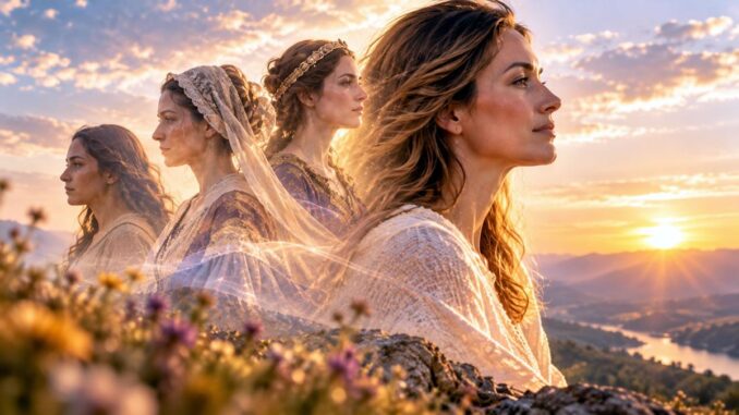 Zeitlose Frauen im goldenen Abendlicht