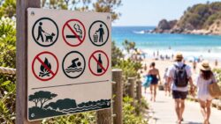 Urlaub 2026 - Tafeln mir Regeln am Strand