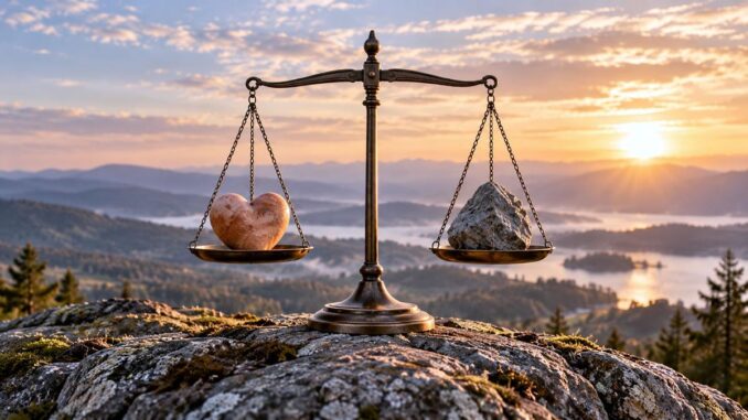 Balance im goldenen Morgenlicht
